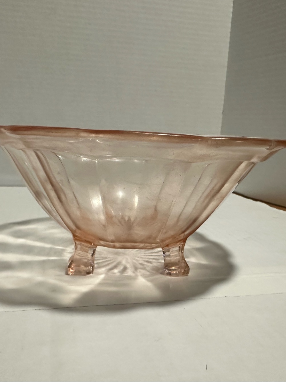 vintage pink depression glass bowl